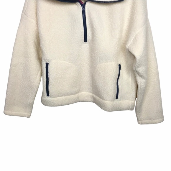 J Crew Ivory Crop Half Zip Polartec Fleece Pullover Sweater NWT Small - Picture 5 of 10